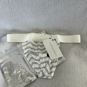 Todd Sanfield Underwear mens Small White Black Two Line Chevron Supima Thong NEW